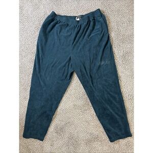 Blast Woman's Velvet Pants Straight Stretch Elastic Waist Green Plus Size 3XL